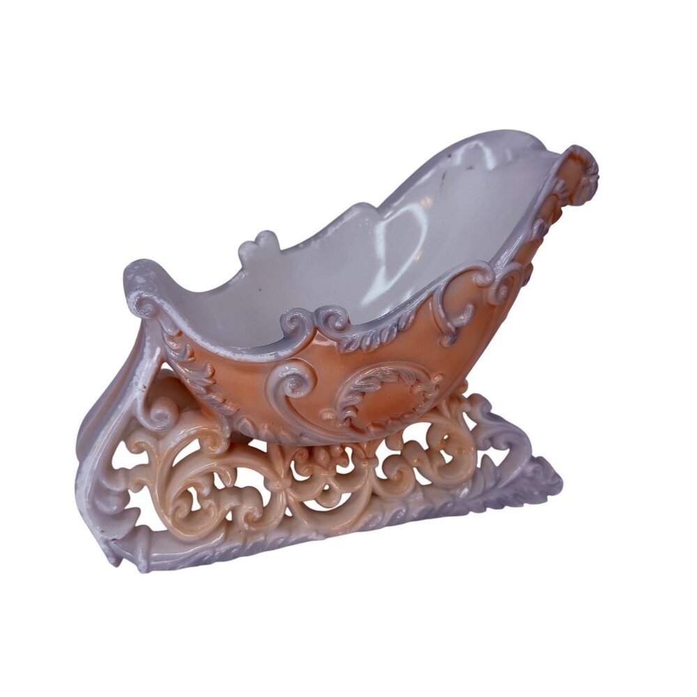 Vintage Plastic Blush Pink Christmas Ornate Winter Sleigh